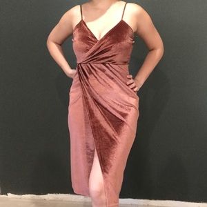 Lulu’s Velvet Cooper Colored Dress